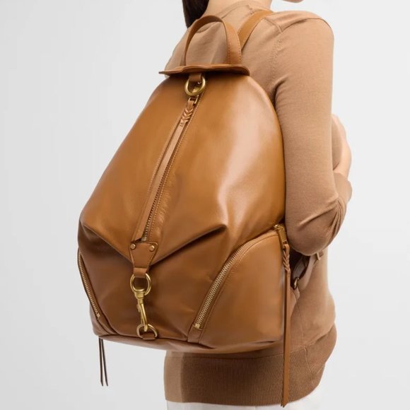 ❤️ NWT Rebecca Minkoff Julian Jumbo Leather Backpack Caramello Brown AUTHENTIC main image 7
